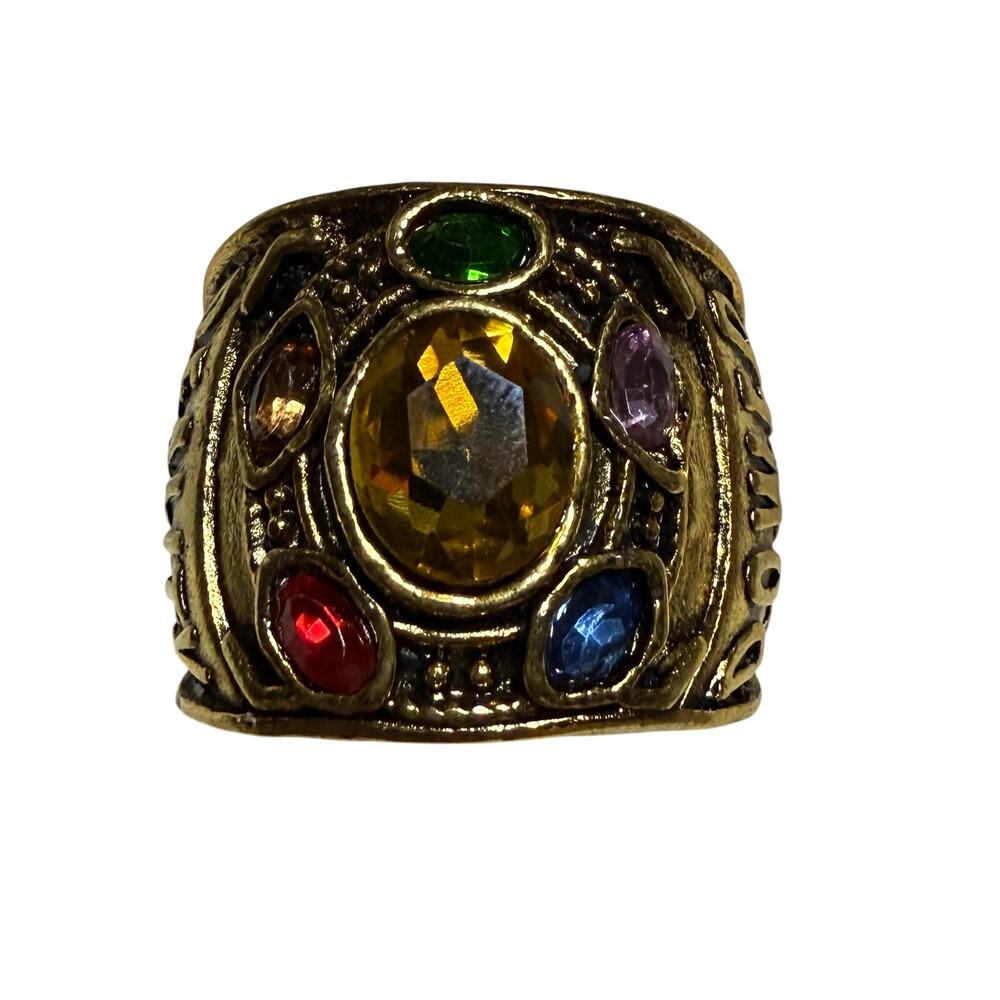 Marvel Avengers Infinity Gauntlet Ring Size 11 NWOT Gold Tone Infinity Stones